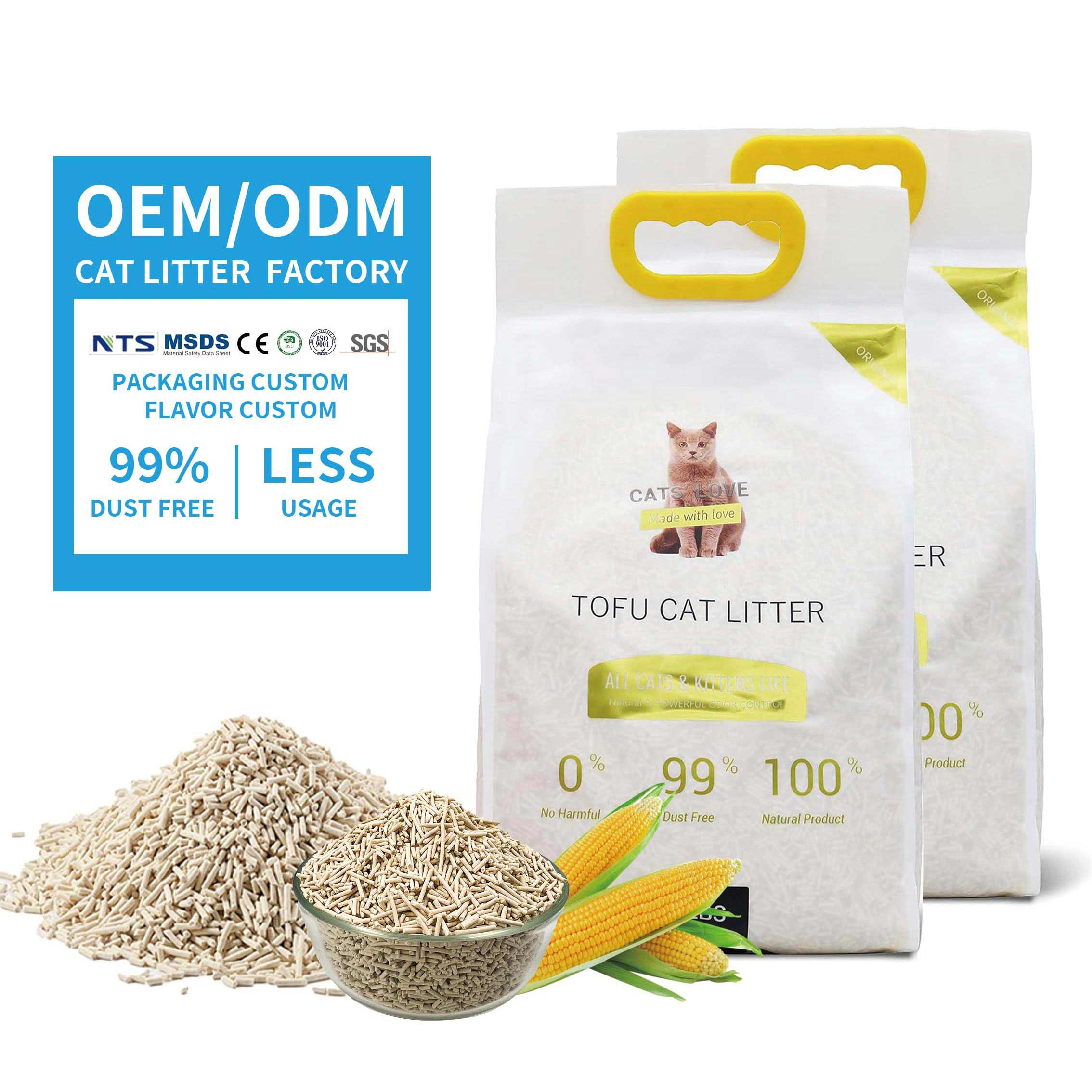 Wholesale Tofu cat litter Dust-free Clumping Cat Litter Free Samples
